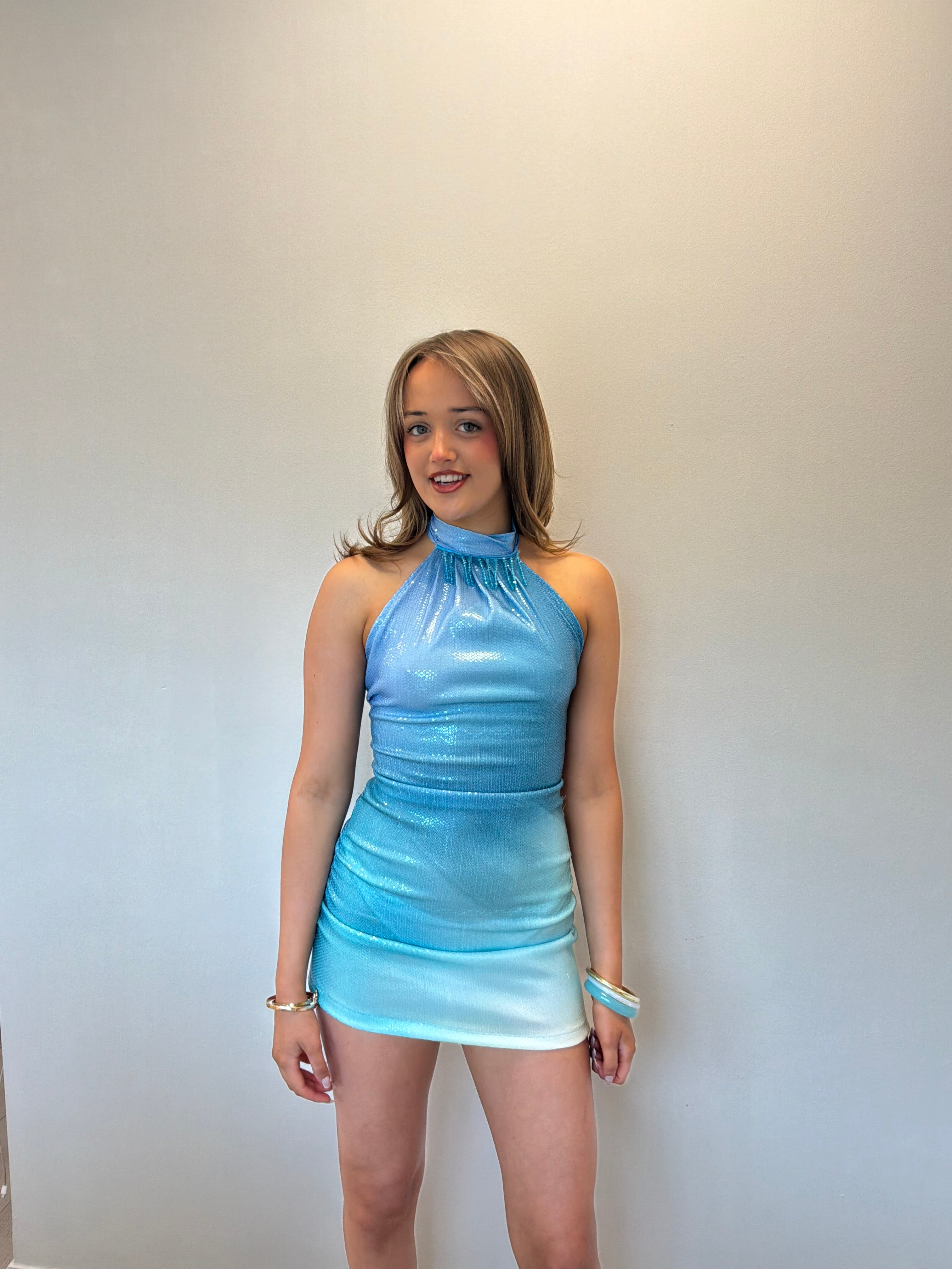 🩵LIMITED EDITION🩵 Ombré ocean sequin and bead Dress ( pre order)