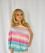 Sherbet Blue- Beaded drape Top