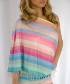 Sherbet Blue- Beaded drape Top